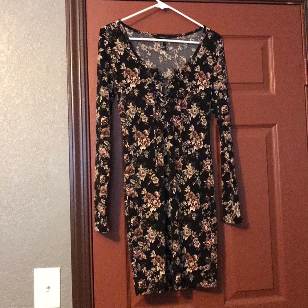 Black floral print dress